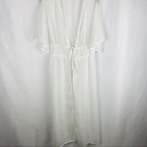 Sheer White Kimono with Double Tie in Front